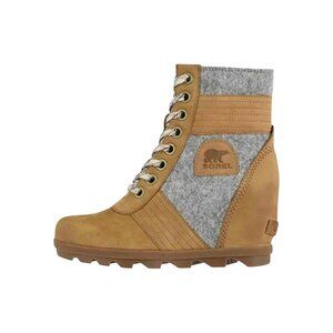 Sorel Lexie Wedge Womens 9.5 Felt Leather Ankle Boots Waterproof Lace-Up  NL 337